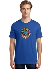 Head-With-Flowers Mens Graphic Tee, 100% Cotton, Casual Summer Wear