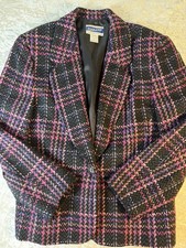 Vintage Pendleton Wool Blazer Petite 8 Pink Plaid USA Made Single Button