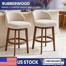 26" Swivel Counter Height Bar Stools Set of 2/4, Wooden Bar Stools for Kitchen