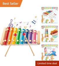 Educational Wooden Xylophone - 8 Colorful Keys and Sturdy Mallets for Kids