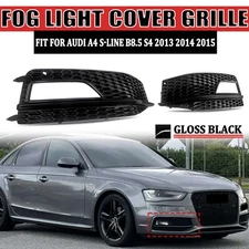 RS4 Honeycomb Fog Light Grille Covers Black For Audi A4 S-Line B8.5 S4 2013-2015