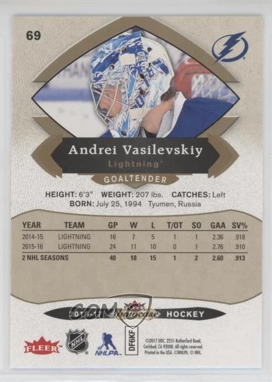 2016-17 Upper Deck Fleer Showcase Andrei Vasilevskiy #69 - Image 2 of 2