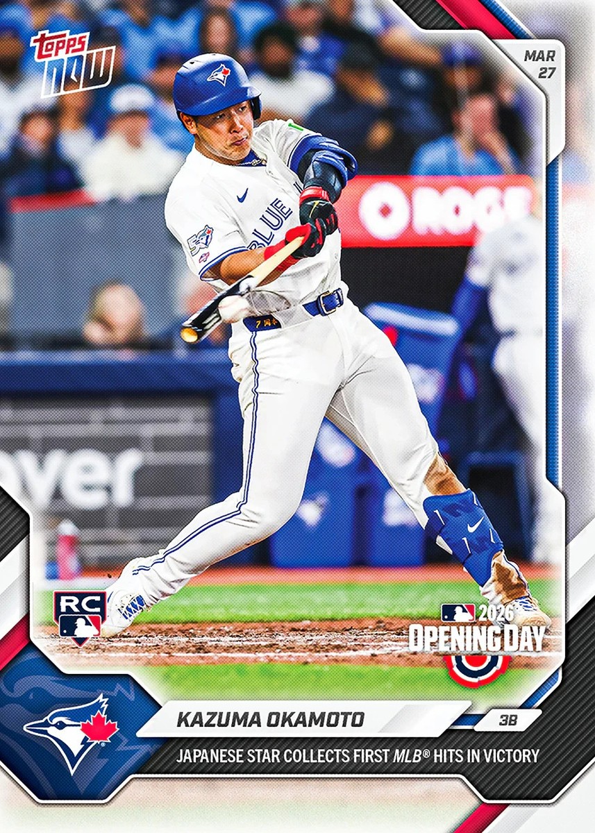 Kazuma Okamoto RC Opening Day Debut 1st Hit 2026 MLB Topps NOW