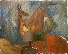 Horse Animal Post-Cubism Oil Painting On Canvas 16x20 Original Signed Art