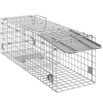 KFFKFF Live Capture Animal Trap 24''x8''x8'' Collapsible Cage Cat Rabbit Squirrel