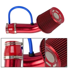 Red Car Cold Air Intake Filter Induction Kit Pipe Power Flow Hose System 76mm