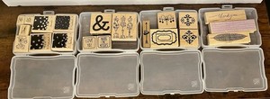 Lot of 20 Wooden Block Rubber Stamps Crafting Scrapbooking With Storage Cases