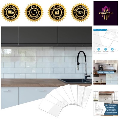 Durable 3x6 Peel and Stick Tile for Kitchen & Bath - 100 Polished Marble Pieces