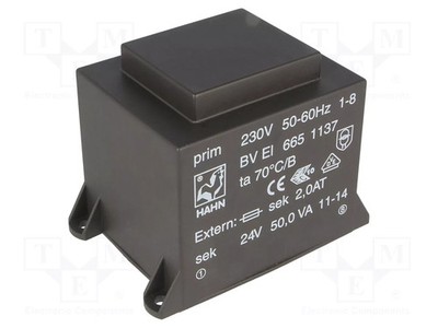PCB Transformator: überzogen 230VAC 50VA 24V 2083mA BVEI
