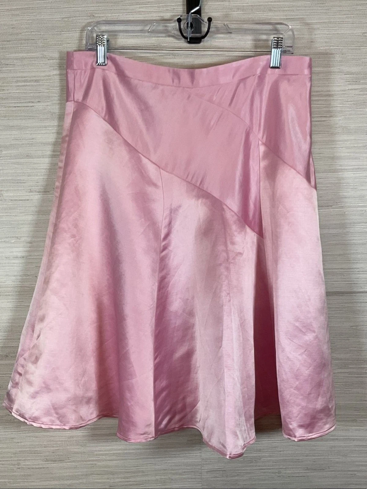 Vintage Banana Republic Linen Blend Pink Shiny A-Line Skirt NWT 12 Y2K 2005
