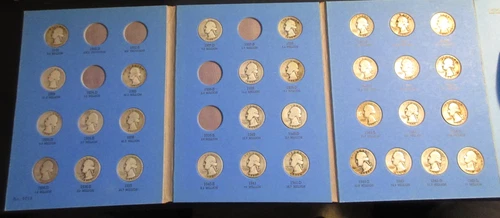 1932 - 1945 Washington Quarter Partial Set In Whitman Album 31 Coins  90% Silver