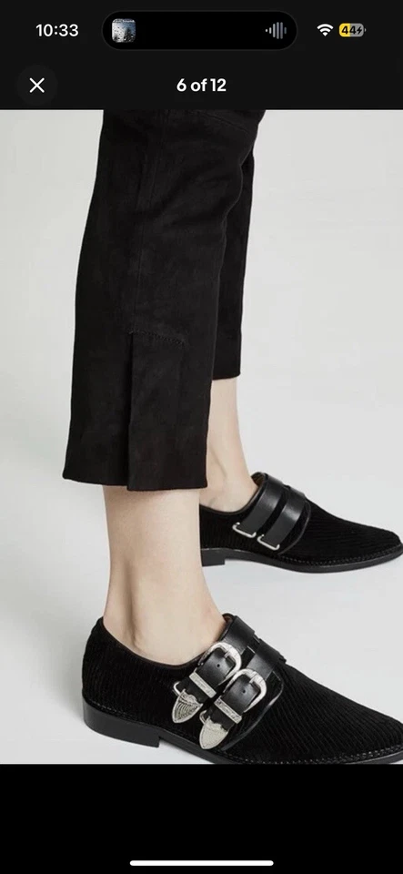 Leggings cortos Vince elásticos de gamuza con dobladillo dividido cuero de cordero oficina de lujo negros XS Foto 3 de 4