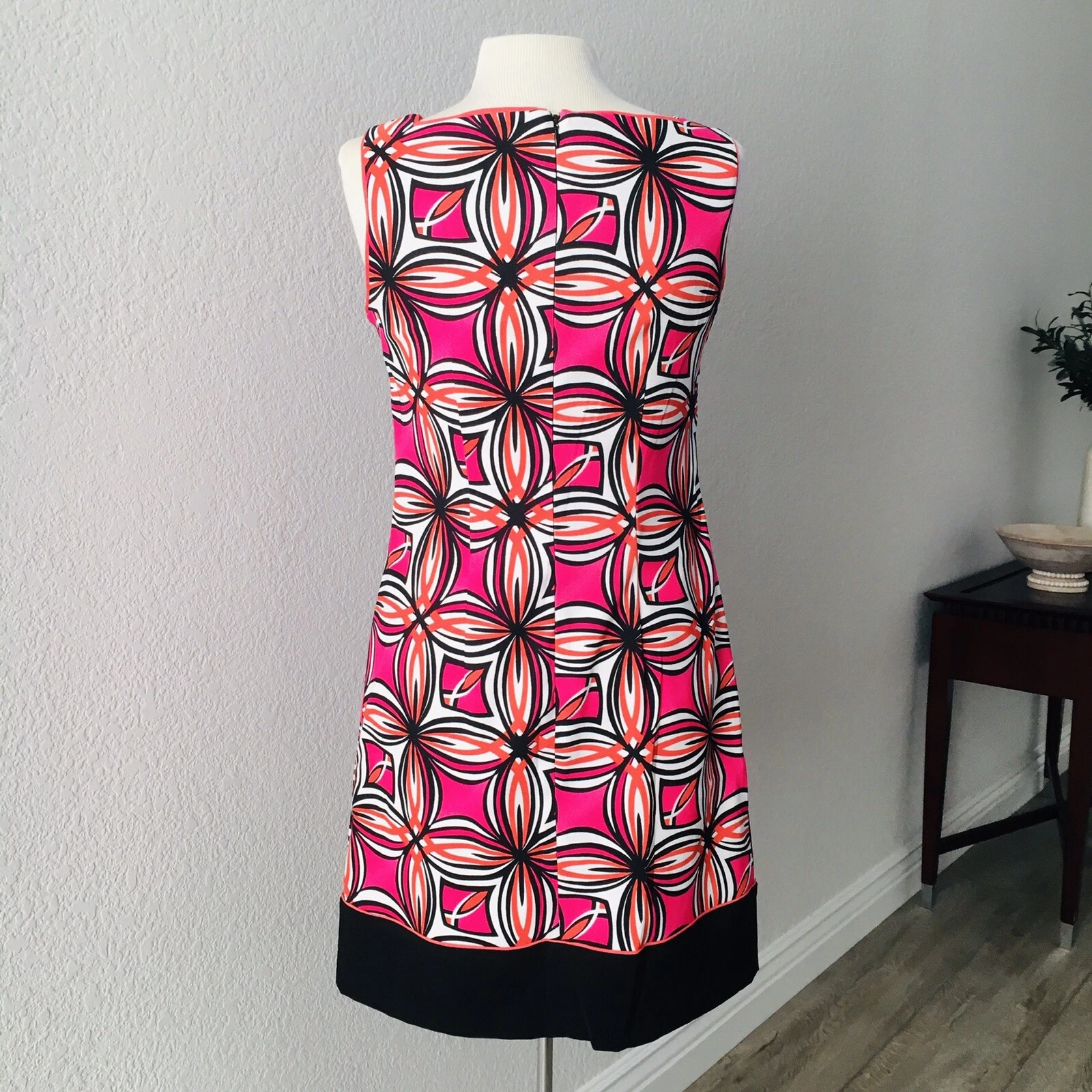 Abito donna Alyx Limited taglia 6 senza maniche tubino rosa arancione bianco e nero