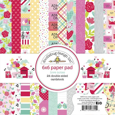 Neu Doodlebug 6'' x 6'' Papierblock Liebesnotizen 
