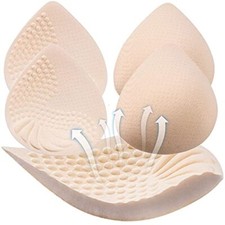 2 Pairs Latex Bras Inserts for Sports Bras, Bra Cups for Bikini Tops beige, L.