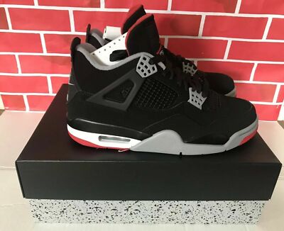 Nike Air Jordan 4 Retro Bred OG 308497-060 Black Red Cement Grey
