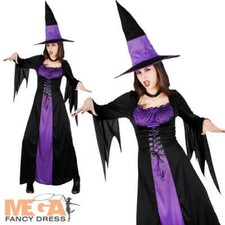 Spellbound Witch Ladies Halloween Fancy Dress Adults Womens Costume Outfit New