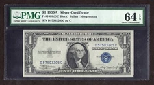 1935A $1 Silver Certificate Fr. 1608 (DC Block) - PMG 64 EPQ