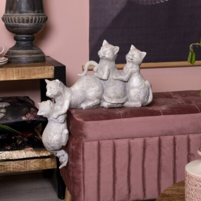Katzenfigur Katze Dekoration Kantenhocker 47x13x51cm Fenster Regal Clayre & Eef