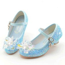 Wedding Party Little Girl Princess Mary Jane High-Heeled Sparkly Crystal Shoes