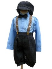 Toddler Boys Knickers Vintage Outfit, Sky Blue/Charcoal , Size: 24 Month