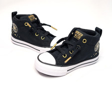 Converse CTAS Street Black/Gold/White Toddler's Mid Top Sneakers-Size 5/6/7 NWB