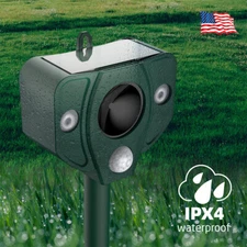 Solar 110° Ultrasonic Animal Repeller w/ Motion Sensor Garden Outdoor Repellent