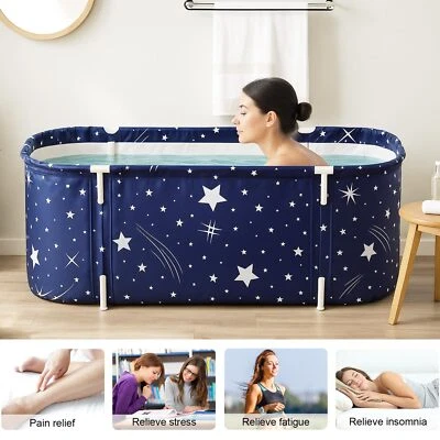 Portable Bathtub Foldable Free Standing Soaking Bath Tub Adult SPA Bathtub