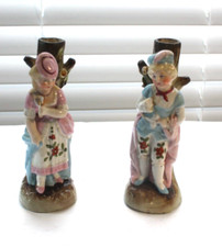 Pair of Victorian Conta & Boehme Spill Holders/ bud vase male and female figure