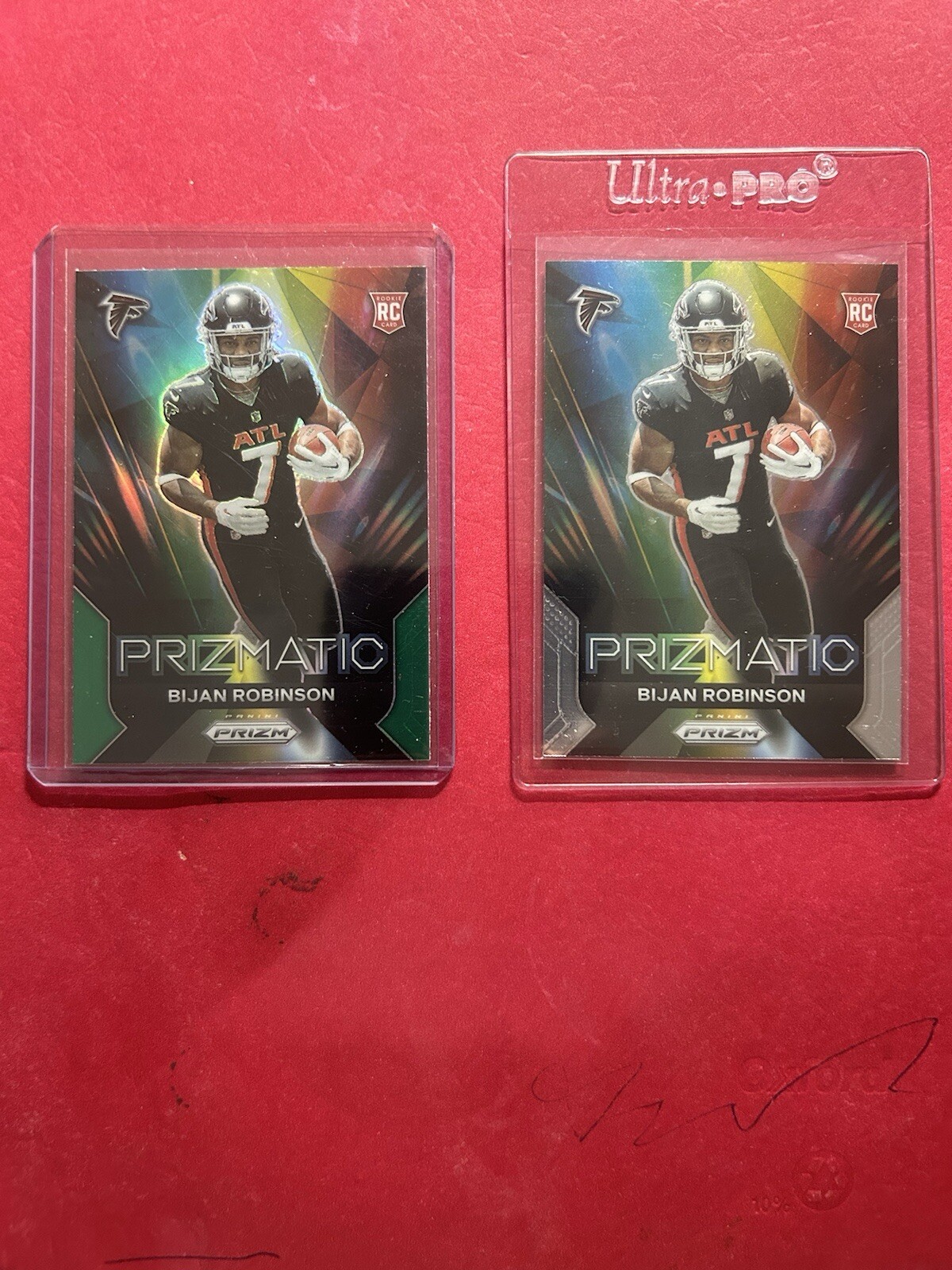 2023 PPrizm - Prizmatic Green Prizm #19 Bijan Robinson (RC) + 1 base card