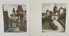 Vintage Ernst Geissendorfer Original Color Etching Of Rothenburg Prints Signed