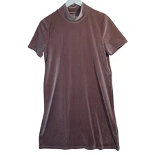 Madewell Dress Womens Medium Dusty Pink Short Sleeve Mock Neck Stretch Pullover