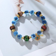 New Chinese Vintage Ethnic Style Beaded Agate Bracelet Blue Glaze Bracelet