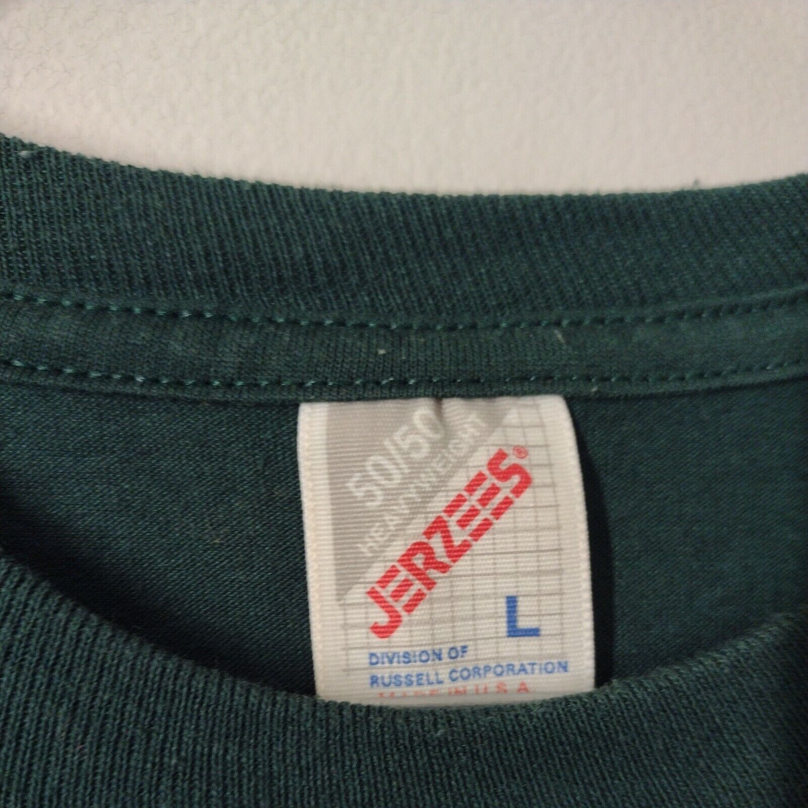 Vintage Jerzees Tag - 50/50 Cotton Poly - Green - 