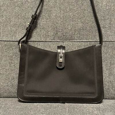 Brighton Purse Black Leather Trim And Nylon Shoulder Bag Small