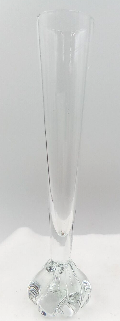 Clear Crystal Glass Vase Bud Floral Round Claw Twirl Ball Base Unmarked 8