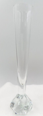 Clear Crystal Glass Vase Bud Floral Round Claw Twirl Ball Base Unmarked 8'' Tall