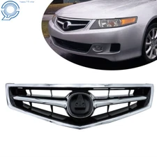 Fit For 2006-2008 Acura TSX Front Grille Replacement W/Chrome Molding Black