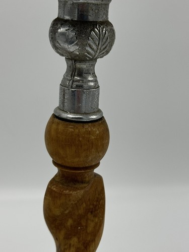 Candle Stick Holder Wood & Metal Design Pair 10” Tall Christmas Table - Picture 15 of 17