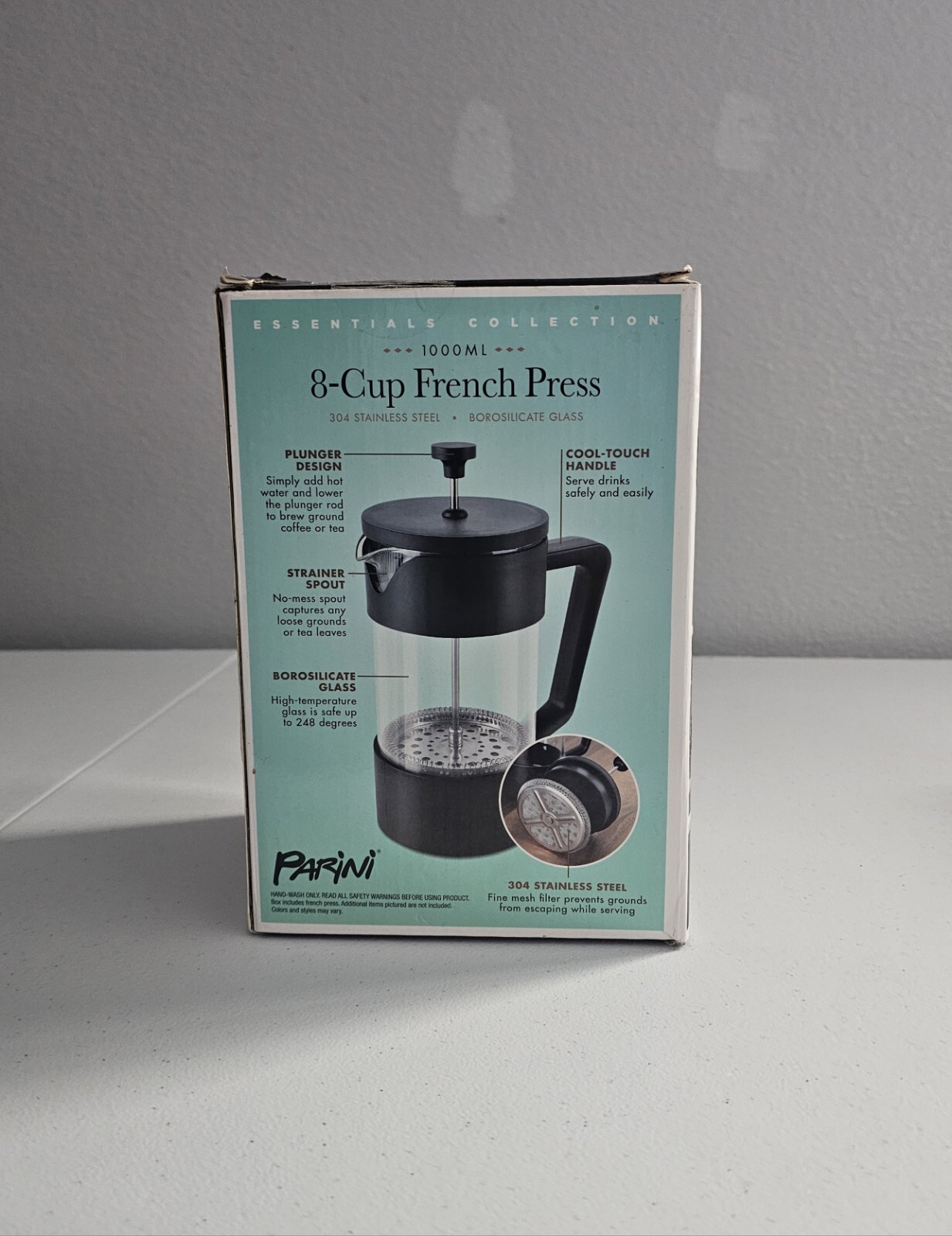 New French Press coffee maker 8 cup stainless Steel & Borosilicate
