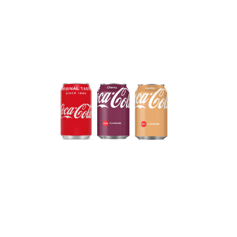 Coca Cola Original, Cherry, Vanilla je 24x0,33l Dosen (72 Dosen gesamt)