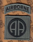 US Army 82nd Airborne Division 2 piece ~3.5" w/ hook patch m/e