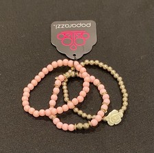 Paparazzi Baby Pink and Silver Stretchy Bracelet Set