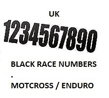 MOTOCROSS MX  ENDURO RACE NUMBERS  4" BLACK STICKERS . 6 numbers