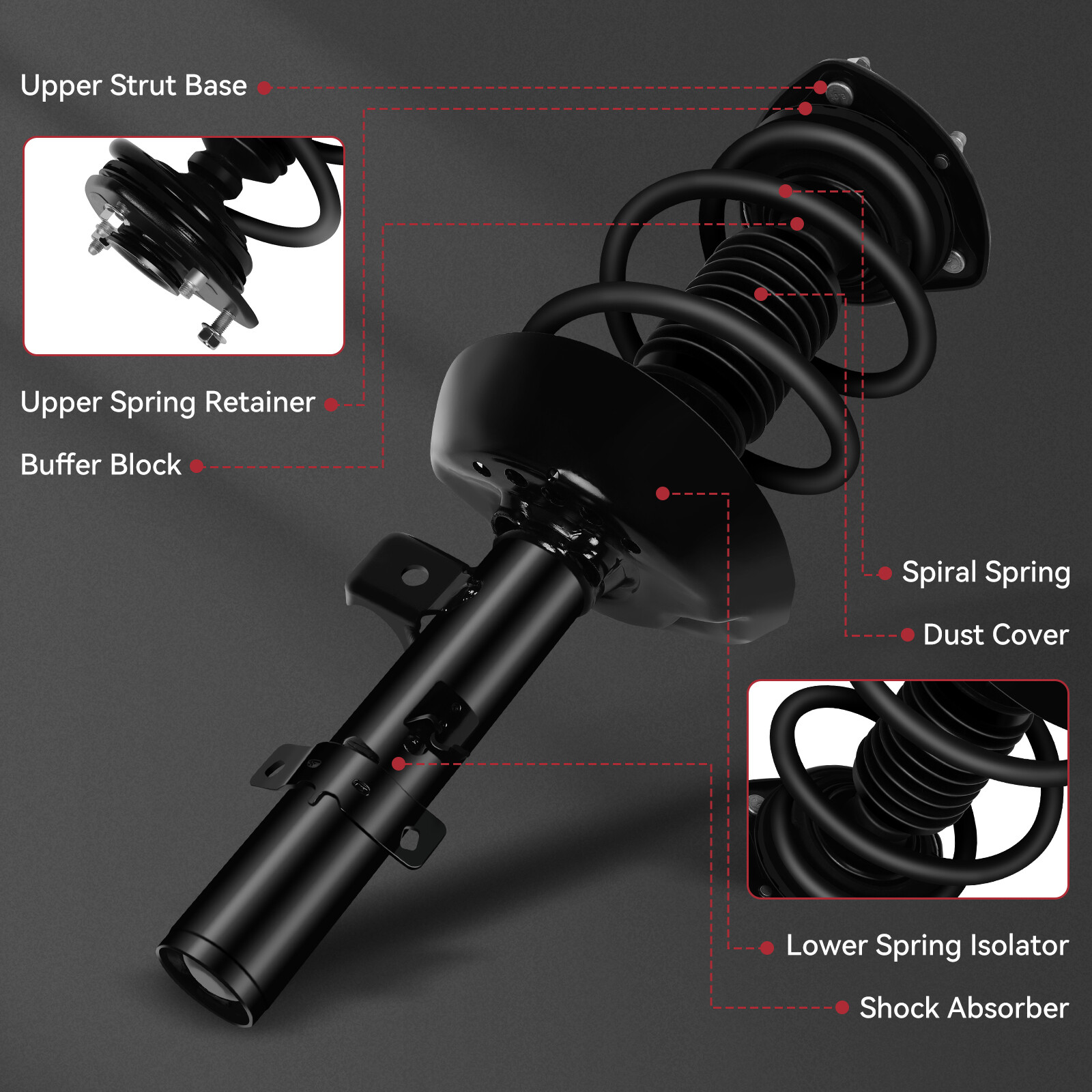 2 Front Complete Strut Coil Spring For Honda Accord 2013 2014 2015 2016 2017