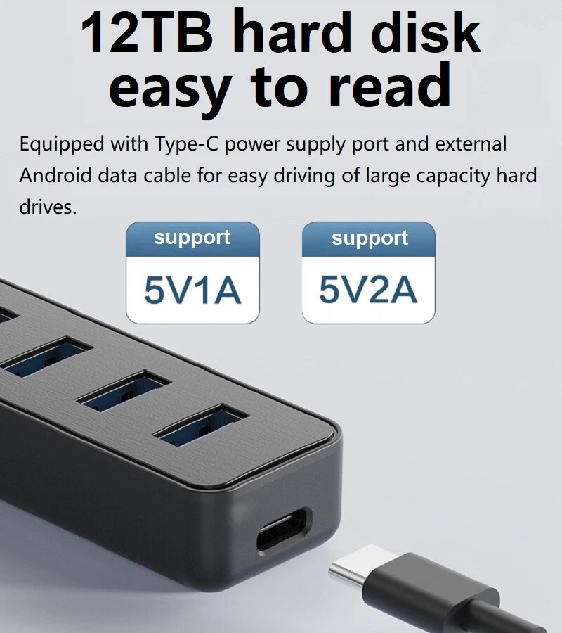 4 Port USB 3.0 Hub Splitter Multi Adapter 5Gbps High Speed For PC Desktop Laptop - Image 3 of 4