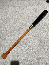 Maple Wood Baseball Bat 33in. Hockey Puck Knob. Stain Orange / Gold / Black. Cup