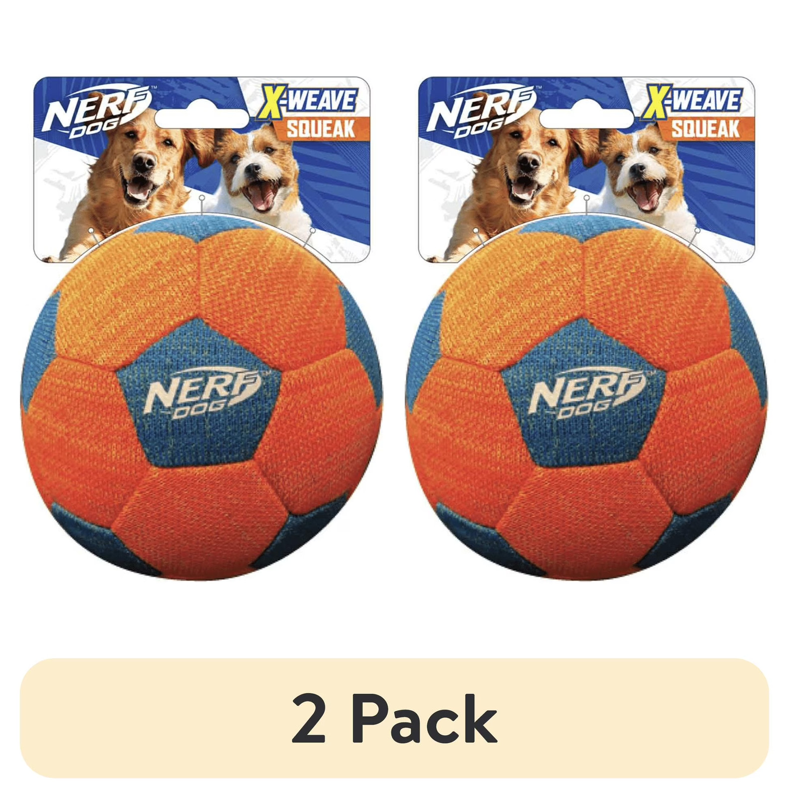 Nerf Dog Spiked Squeak Ball 2 Pack Large Dog 4&rdquo;