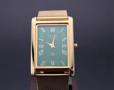 Vintage Seiko Slim Tank GREEN GOLD Quartz Men's Wrist Watch