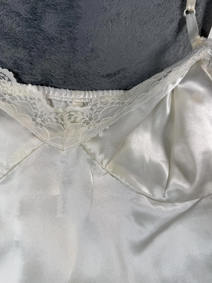 Lencería clásica alta vintage sin cordones completa para mujer grande marfil satinado correas de encaje Foto 4 de 4